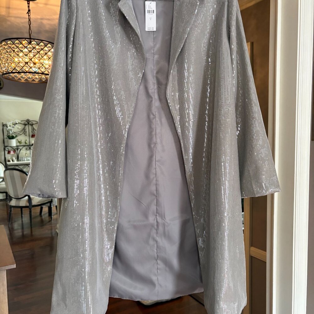 NWT Anthropologie Mare Mare Grey Sequined Duster Coat. Size S - Picture 3 of 7